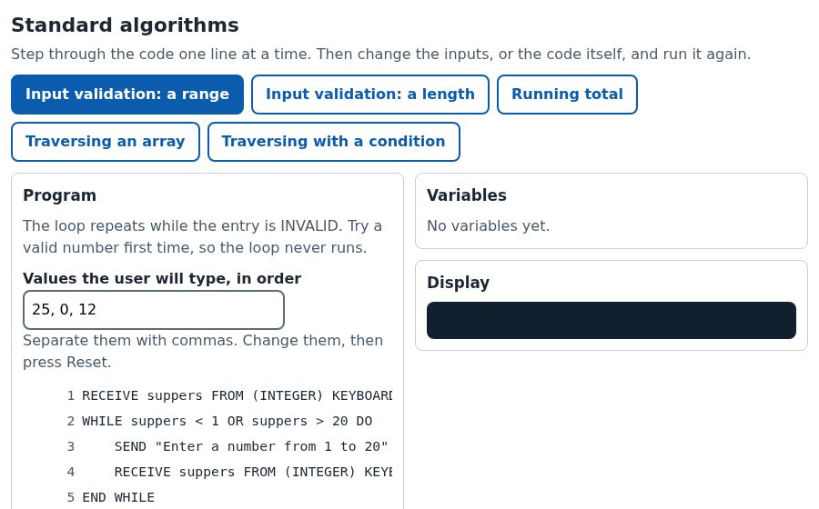 The Standard algorithms simulation