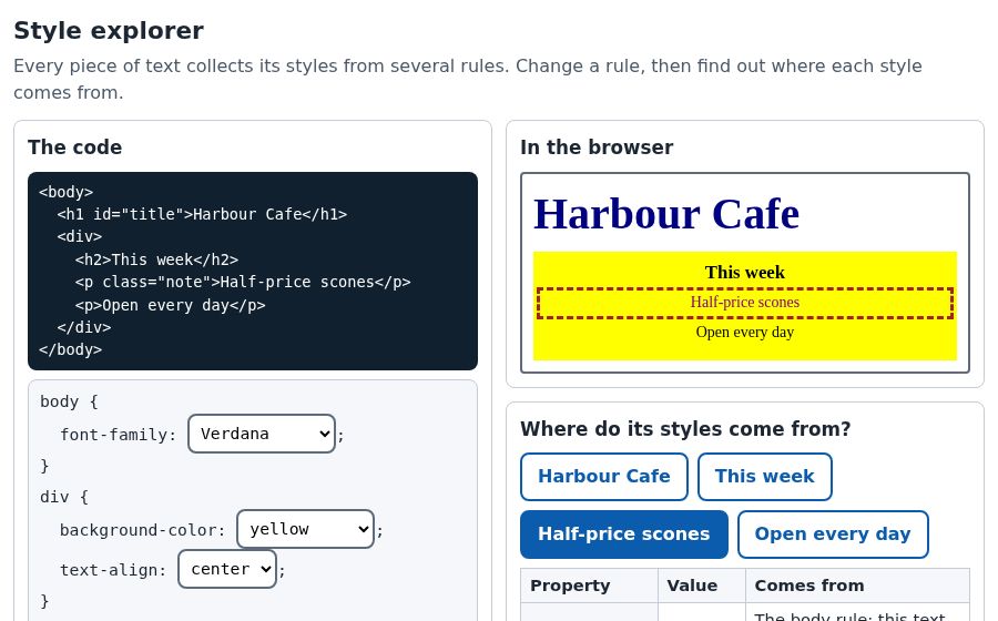 The Style explorer simulation